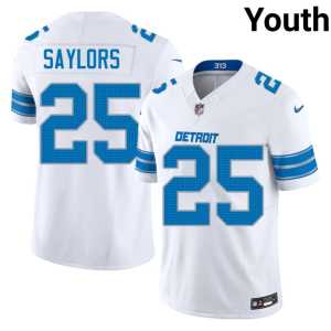 #25 Youth Jacob Saylors NIL White DET Jerseys 124787-934 - Image 1